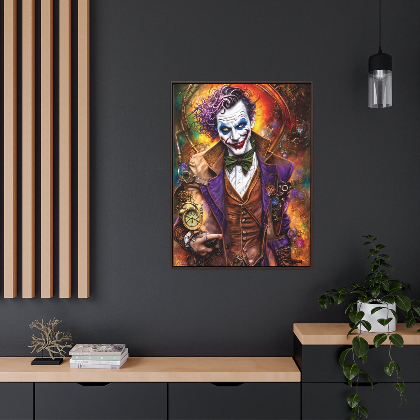 Steampunk-Joker-Hearts-Tribal-Fractal Gallery Canvas Wraps, Vertical Frame