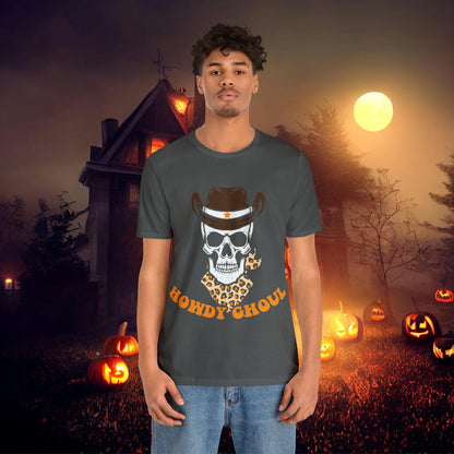 Howdy Ghoul Skeleton Sheriff Retro Halloween Unisex Jersey Short Sleeve Tee Gifts for her