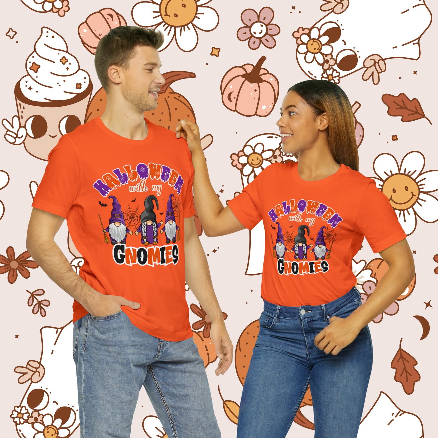 Halloween with my Gnomies Unisex Jersey Short Sleeve Tee Gifts for Him Gifts for Her