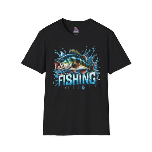 I'd Rather Be Fishing Unisex Softstyle T-Shirt Fishing humor, Fisherman Gift Pun T-Shirt Funny Fish Tee Fishy Vibes Unique Unisex Tee