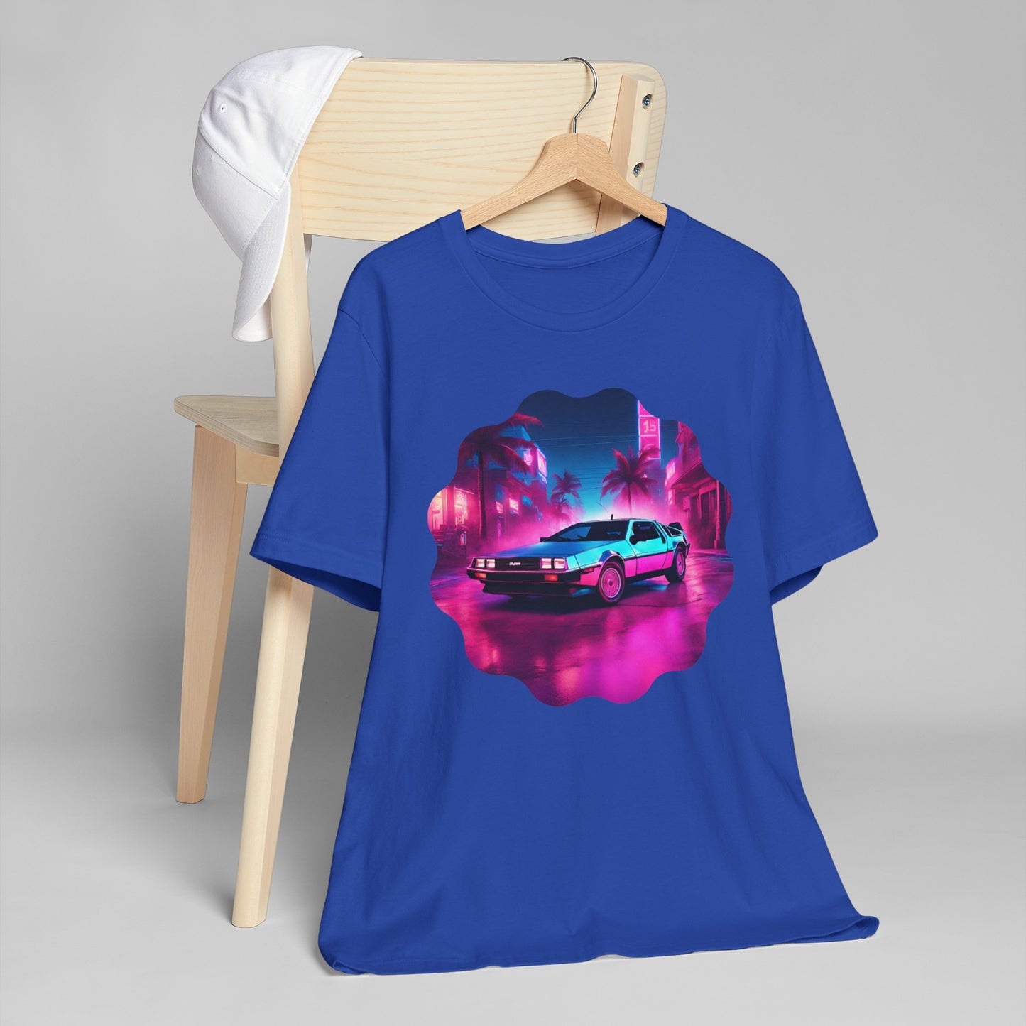 Retro-Futuristic DeLorean Unleashed Jersey: Time-Travel in Style! Unisex Jersey T-Shirt