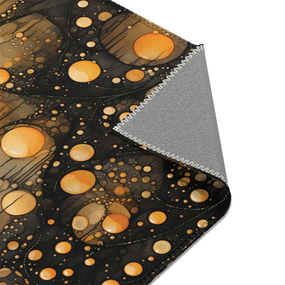 Halloween Yellow Orange Floating Blobs and Dark Area Rugs