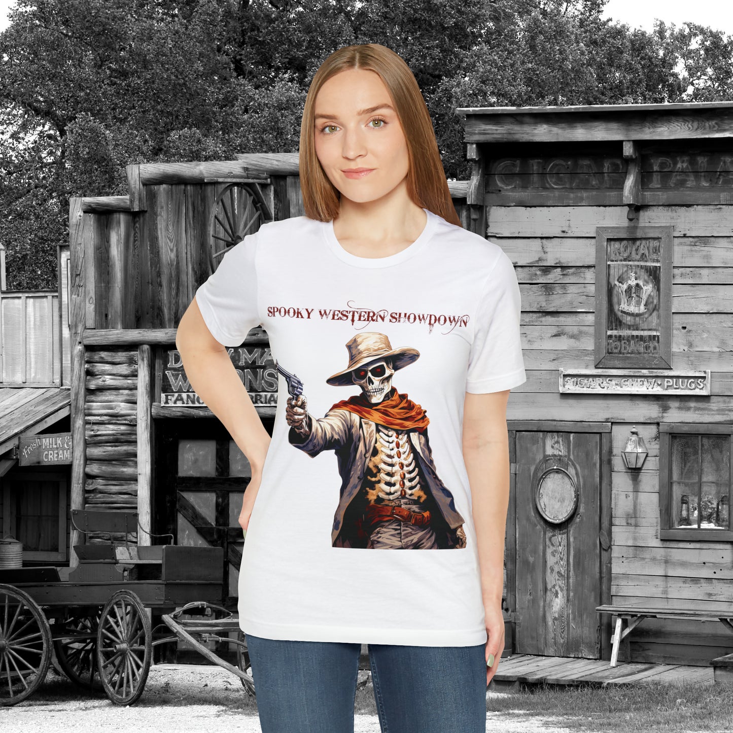 Spooky Western Showdown Western Halloween Unisex Jersey Short Sleeve Tee Gifts For Her Gifts For Him