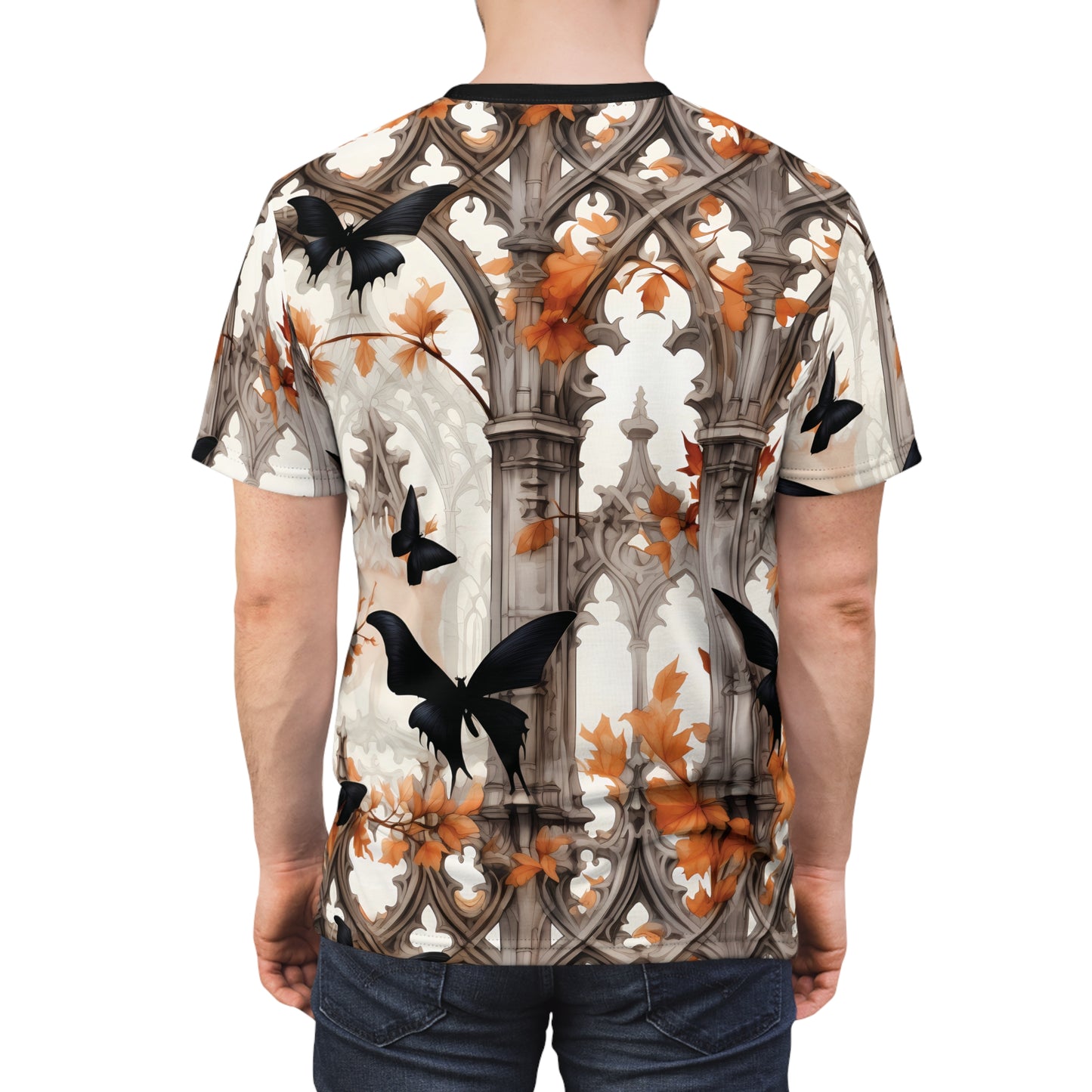 Halloween Black Butterflies Unisex Cut & Sew Tee (AOP)