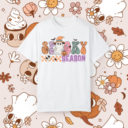 Spooky Season Retro Groovy Halloween Unisex Garment-Dyed T-shirt Gifts for Her Gifts for Him