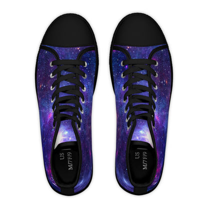 Purple Beyond the Stars Outer Space Out of this World Women's High Top Sneakers