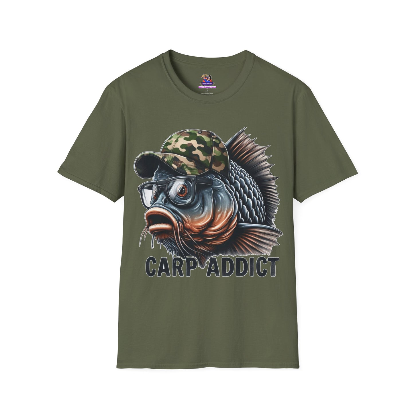 Carp Addict Unisex Softstyle T-Shirt Fishing humor, Fisherman Gift Pun T-Shirt Funny Fish Tee Fishy Vibes Unique Unisex Tee