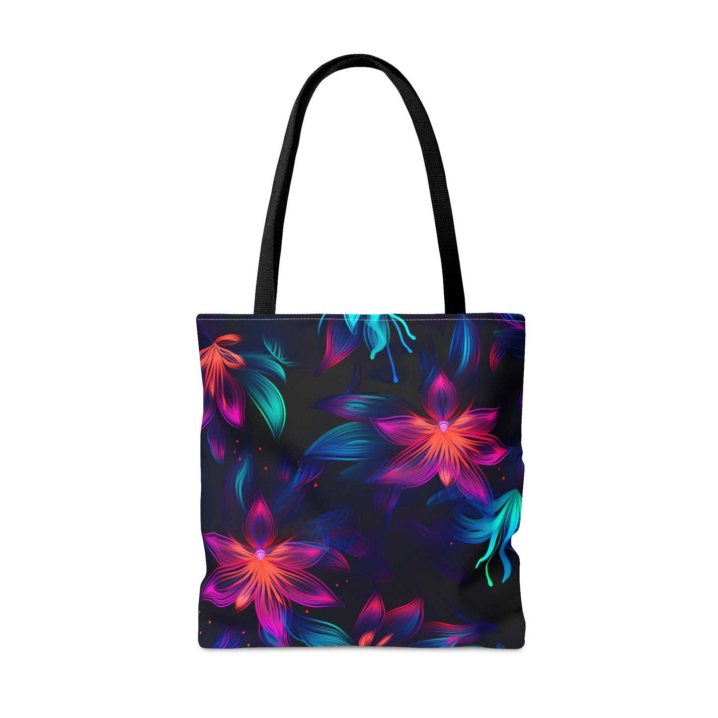 Burst of Neon Blossoms All Over Print Tote Bag