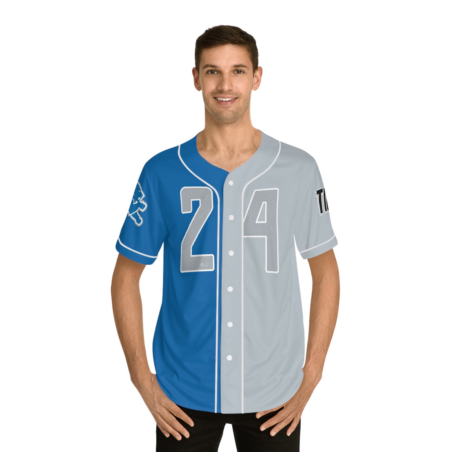 Custom Number & Name Men's Baseball Jersey (AOP) Detroit Football Team, Cross-sport fashion, Gridiron diamond style, Detroit pride apparel