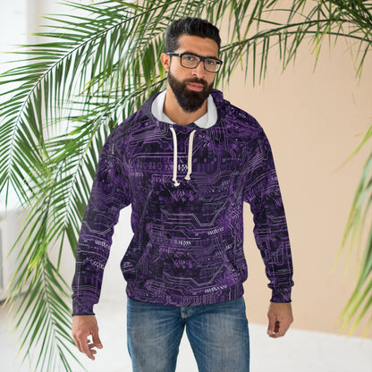 CyberPunk Cybernetic Skull breaking through a Unisex Pullover Hoodie (AOP) Gifts for Her Gifts for Him