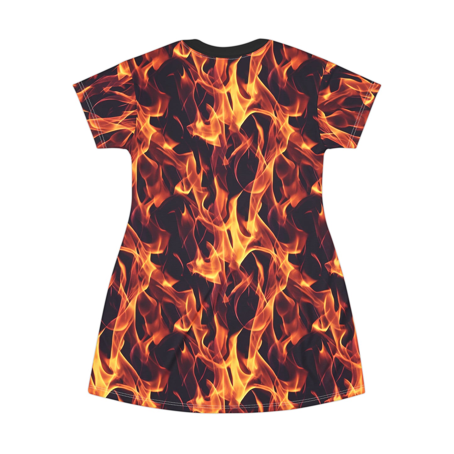 Flames Unleashed: Realistic All Over Print T-Shirt Dress (AOP)