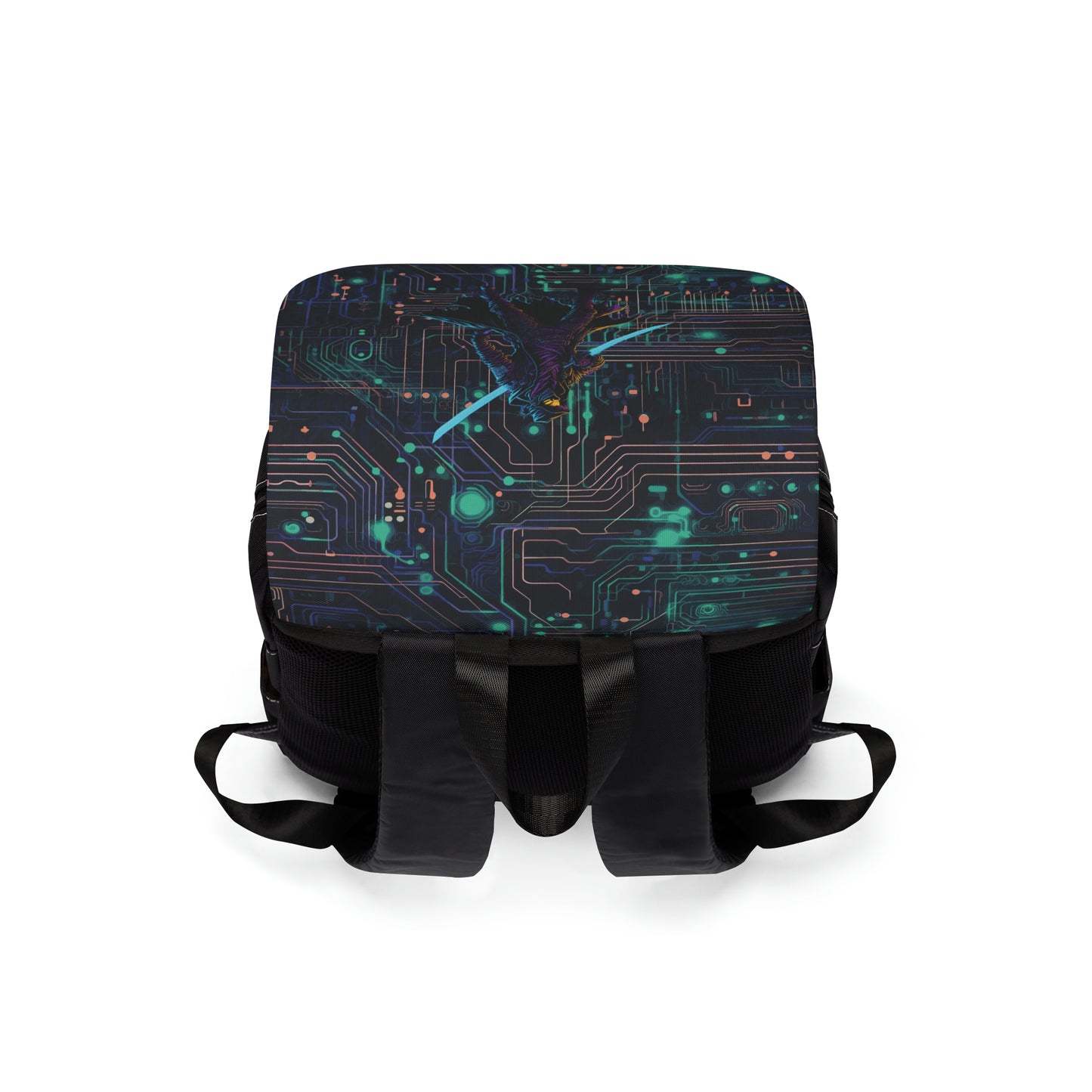 Cyberpunk Fusion: Neon Circuit Board Unisex Casual Shoulder Backpack