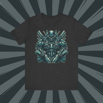 Cyber Warrior Unisex Jersey Tee, Geeky T-Shirt, Sci-Fi Apparel, Graphic Tee, Gift for Gamers, Futuristic Fashion