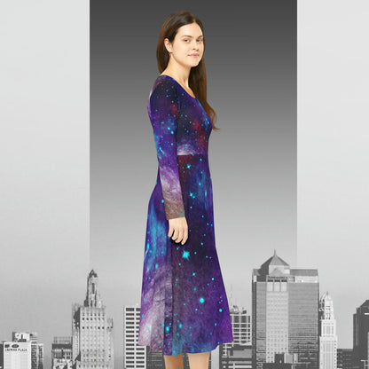 Outer Space Out of this World Women's Long Sleeve Dance Dress (AOP)