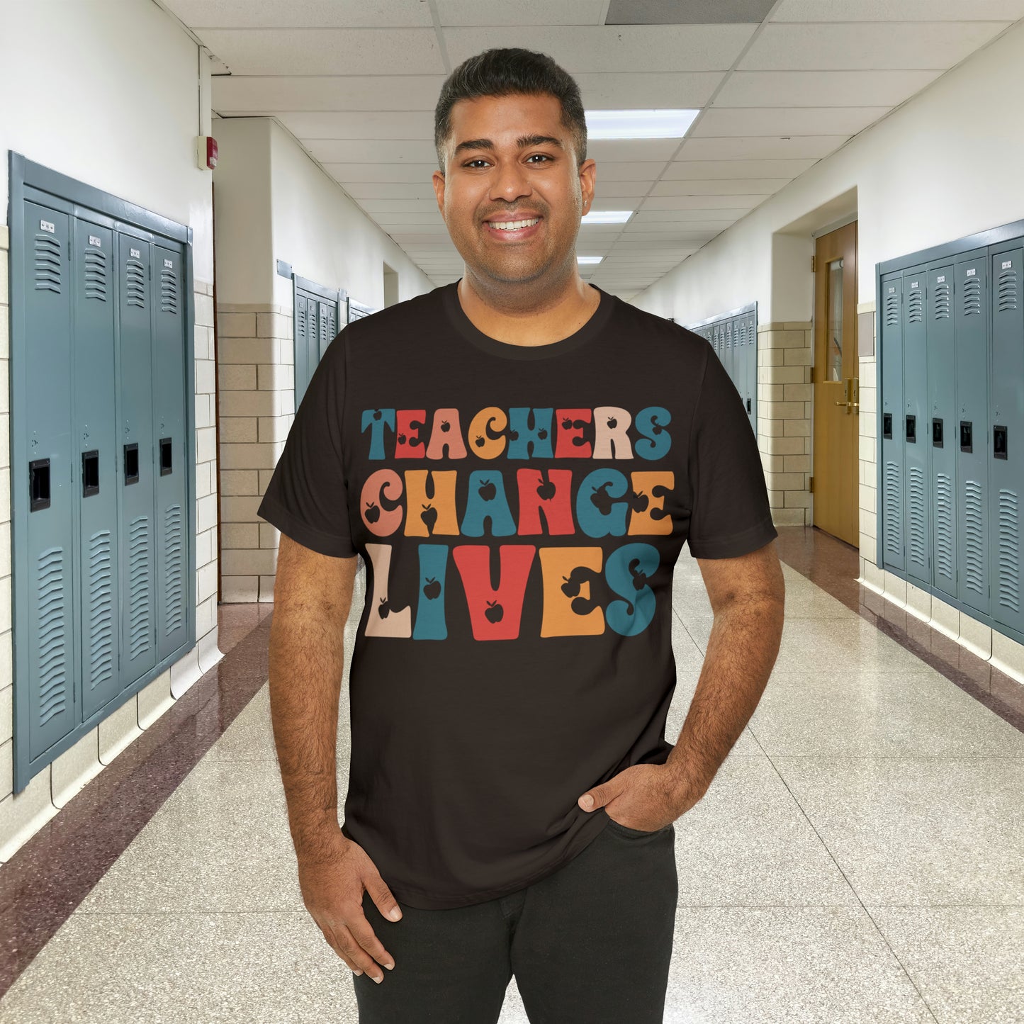 Colorful Teachers Change Lives Back to School Unisex Jersey Short Sleeve Tee Gifts for him, Gifts for Her