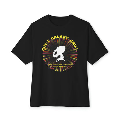 Gus's Galaxy Grill Unisex Oversized Boxy Tee Cosmic Cuisine Couture, Hilarious Foodie Fashion, Intergalactic Apparel