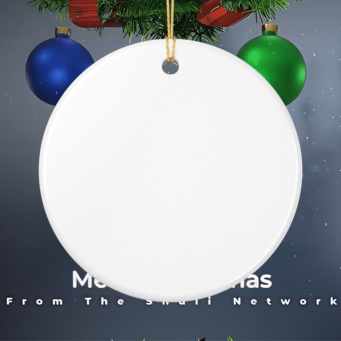 Ceramic Ornament — 'Merry Sessmas' Holiday Tree Decoration (Shuli Network Knit Design)