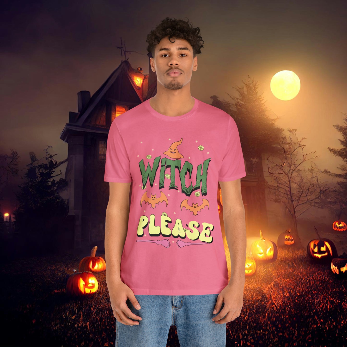 Witch Please Retro Groovy Halloween Unisex Jersey Short Sleeve Tee Gifts for Her Gifts for him