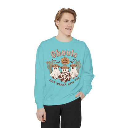 Ghouls Just Wanna Have Fun Western Halloween Unisex Garment-Dyed Sweatshirt