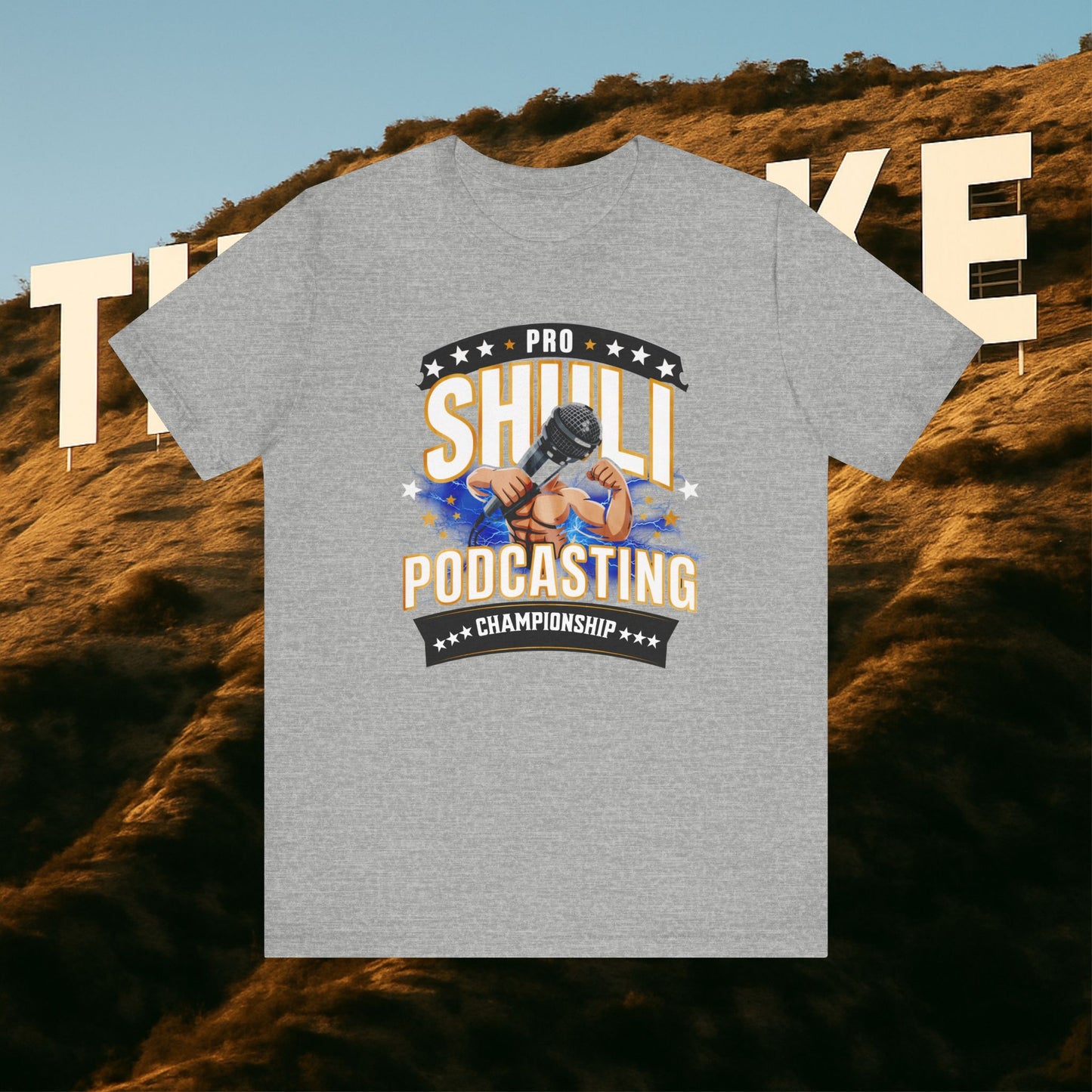 “Podcasting Championship Tee — Because Your Mic Deserves a Belt Too”