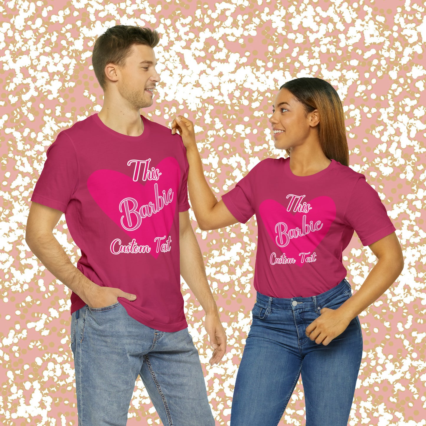 This Barbie  "CUSTOM TEXT" Unisex Jersey Short Sleeve Tee Gifts For Him Gifts For Her