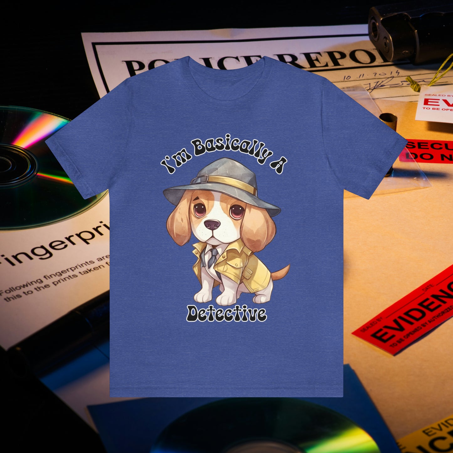 Detective Beagle Puppy True Crime I'm Basically a Detective Unisex Jersey Short Sleeve Tee Gift for Dog Lovers Gifts for him Gifts for her