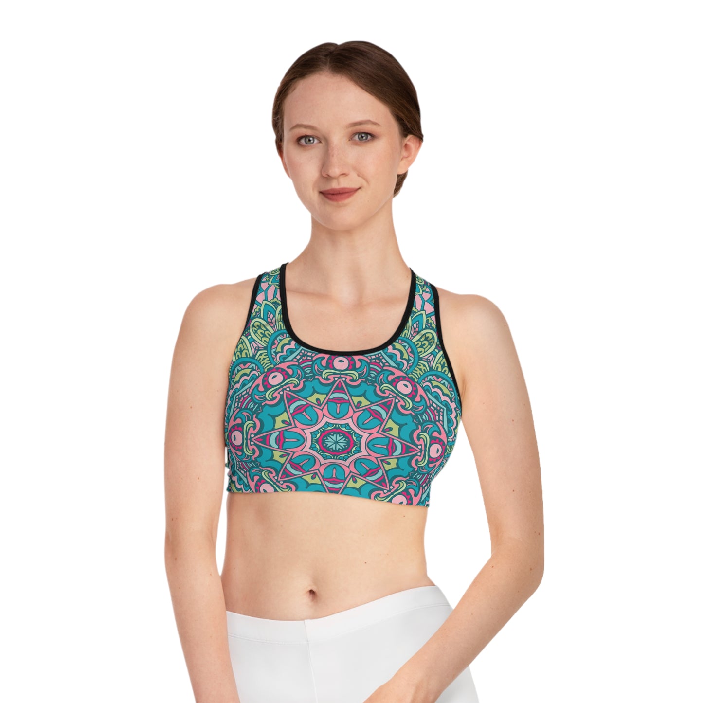 Green and Blue Boho Vibes Sports Bra - AOP Design for Stylish Support Sports Bra (AOP)