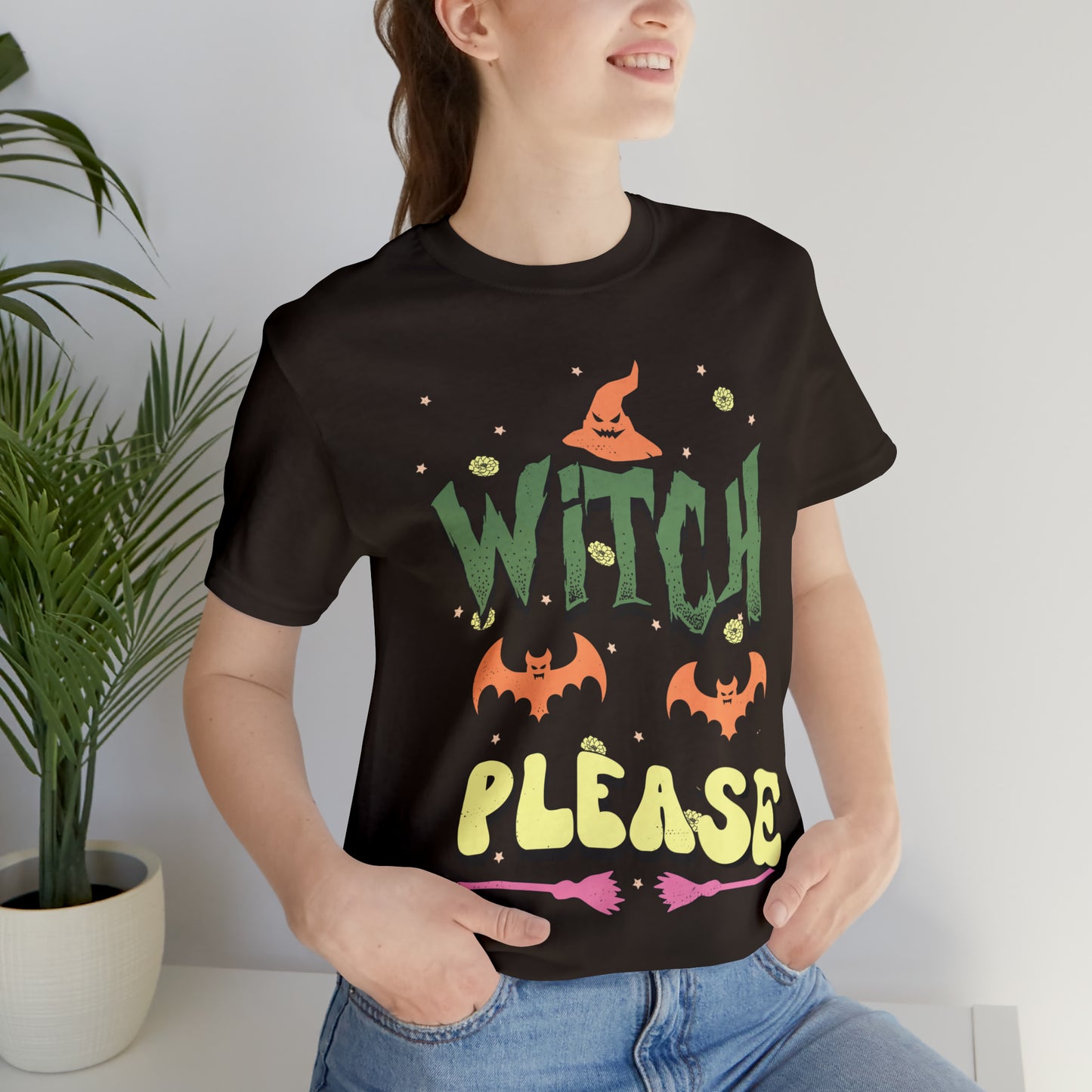 Witch Please Retro Groovy Halloween Unisex Jersey Short Sleeve Tee Gifts for Her Gifts for him