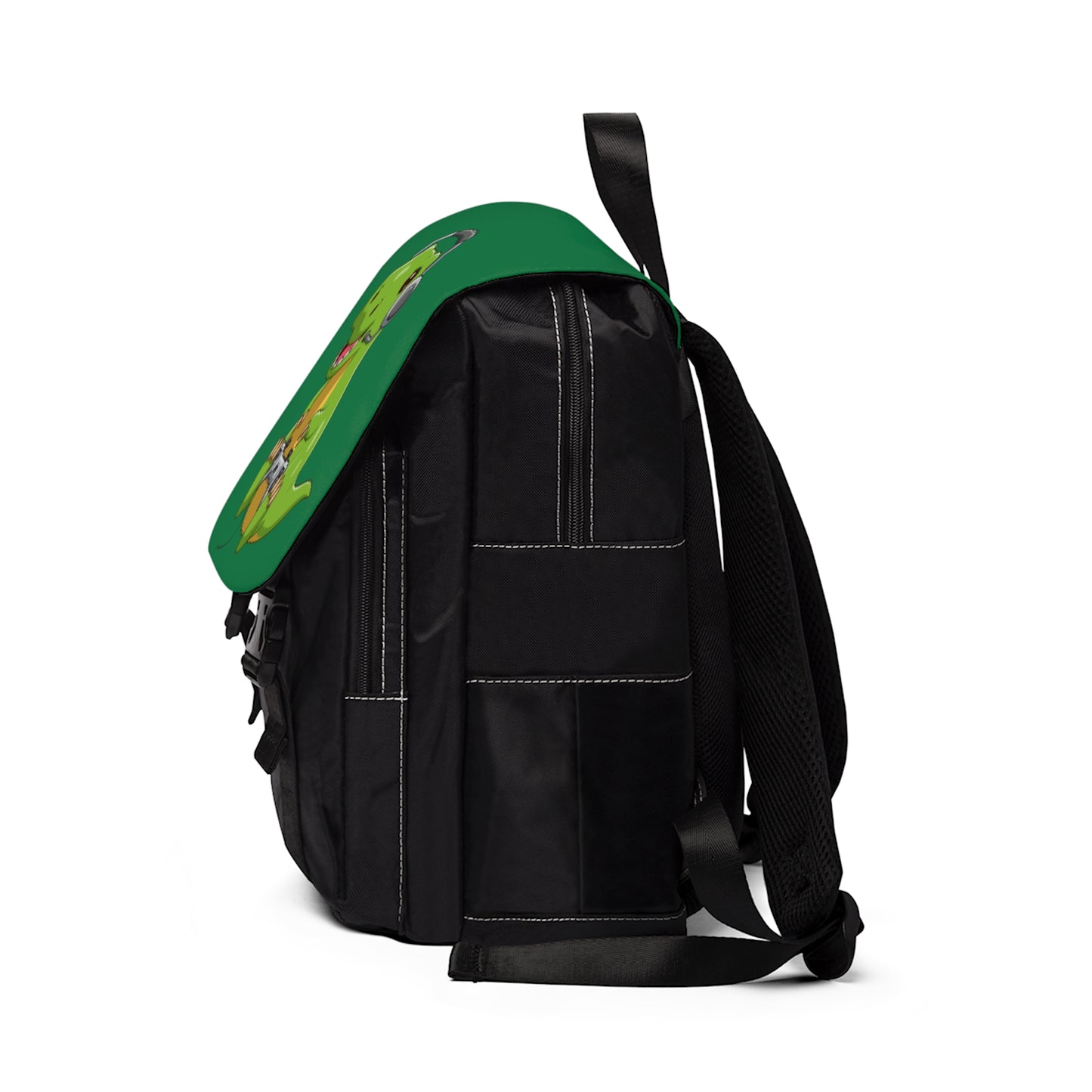 Green Dinosaur Playing Games Back to School Unisex Casual Shoulder Backpack