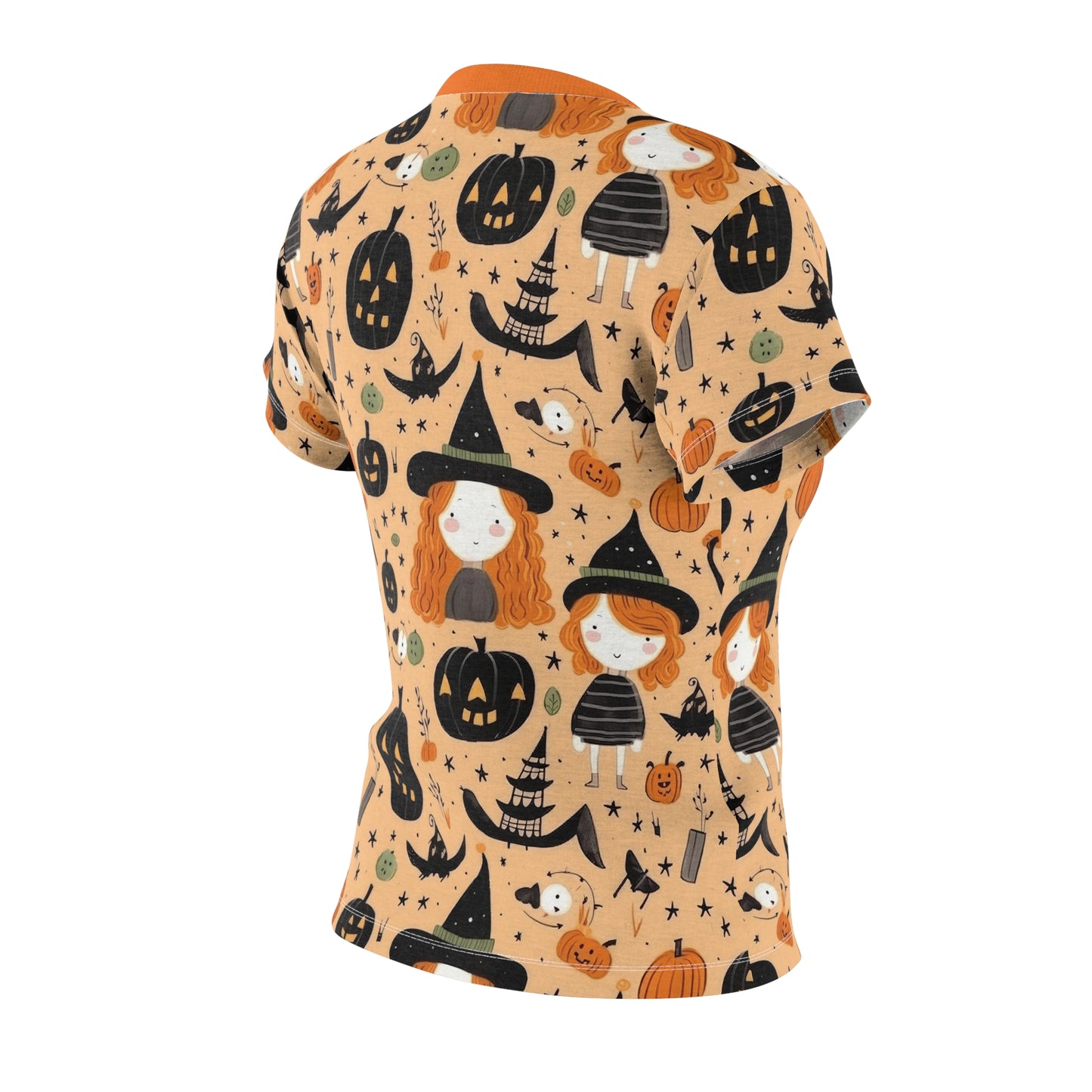 Halloween Trick or Treat Ghosts Witch Hats Jack o Lanterns Women's Cut & Sew Tee (AOP)