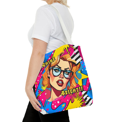 Shine Bright Lady on a Abstract Comic Pop AOP Tote Bag