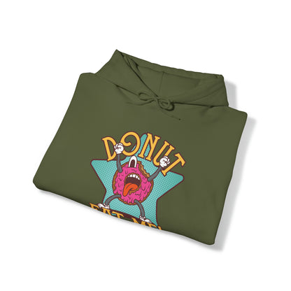 "DirkyThreadz Donut Panic Hoodie - Quirky Cartoon Design for Fun Style"