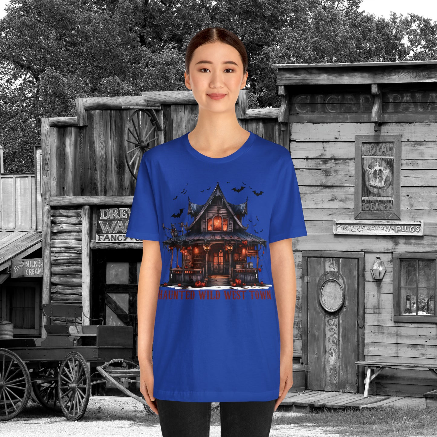 Haunted Wild West Town Halloween Western Unisex Jersey Short Sleeve Tee Gifts for Him Gifts For Her