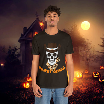 Howdy Ghoul Skeleton Sheriff Retro Halloween Unisex Jersey Short Sleeve Tee Gifts for her
