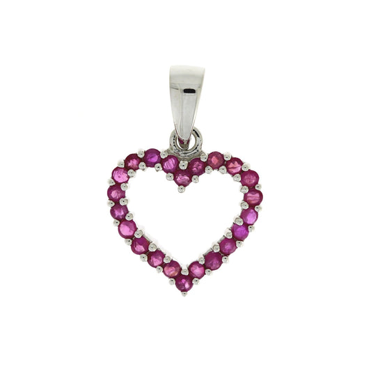 .37ct Ruby Heart Love Pendant 10KT White Gold