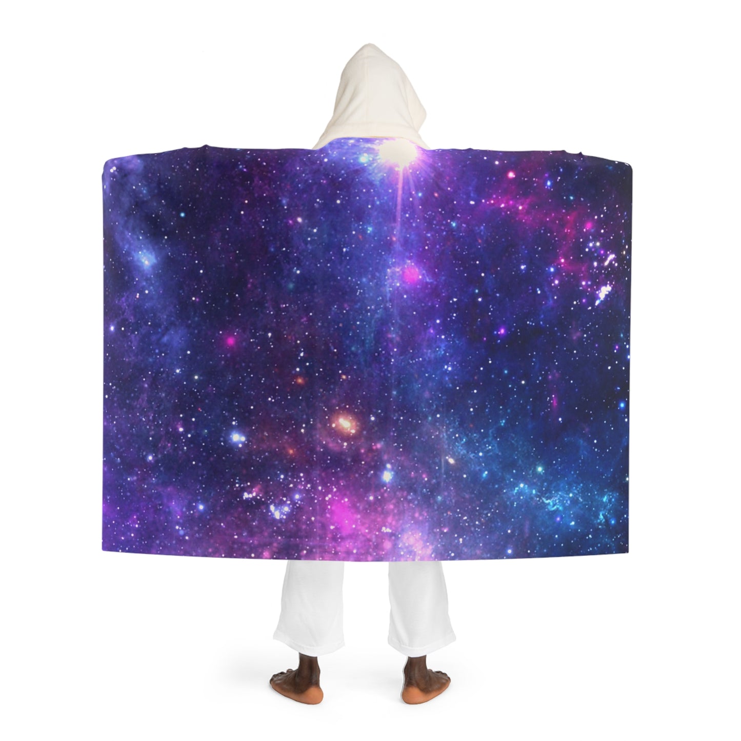 Purple Beyond the Stars Outer Space Out of this World Hooded Sherpa Fleece Blanket