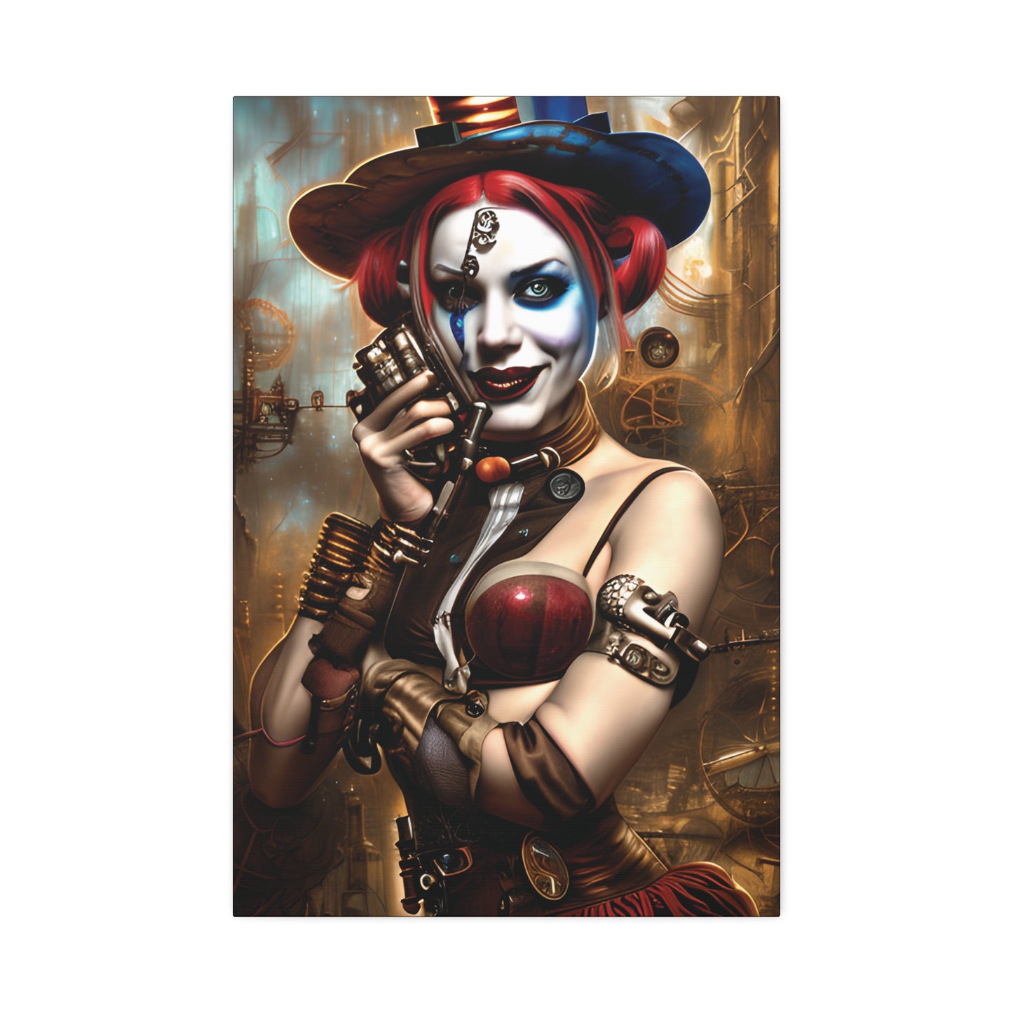 Hyper Realistic Steampunk Harley Quinn Canvas Stretched, 1.5''