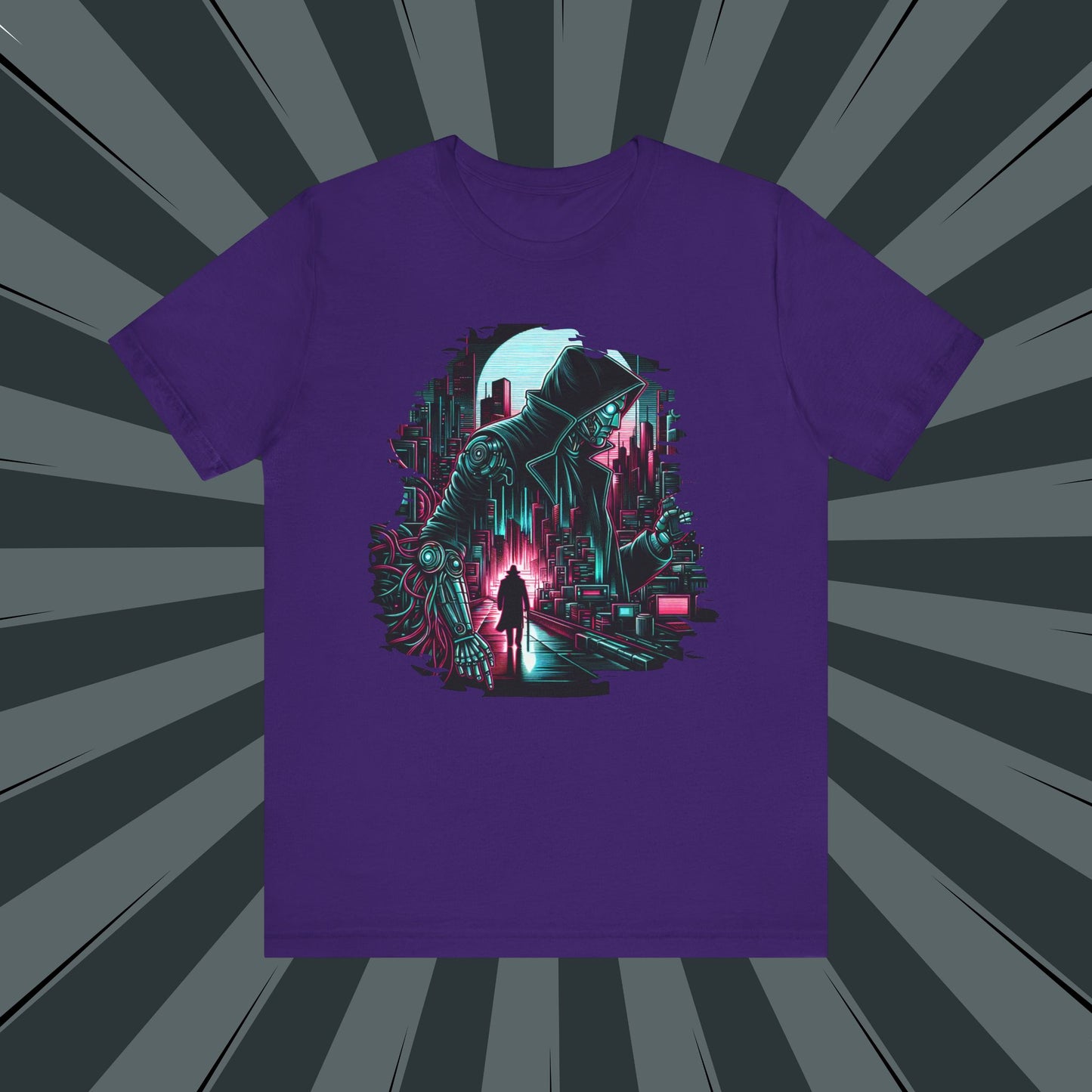 Cyberpunk Graphic Tee, Futuristic Shirt, Unisex Short Sleeve T-Shirt, Retro Sci-Fi Apparel, Streetwear Graphic Top, Geek Fashion Gift