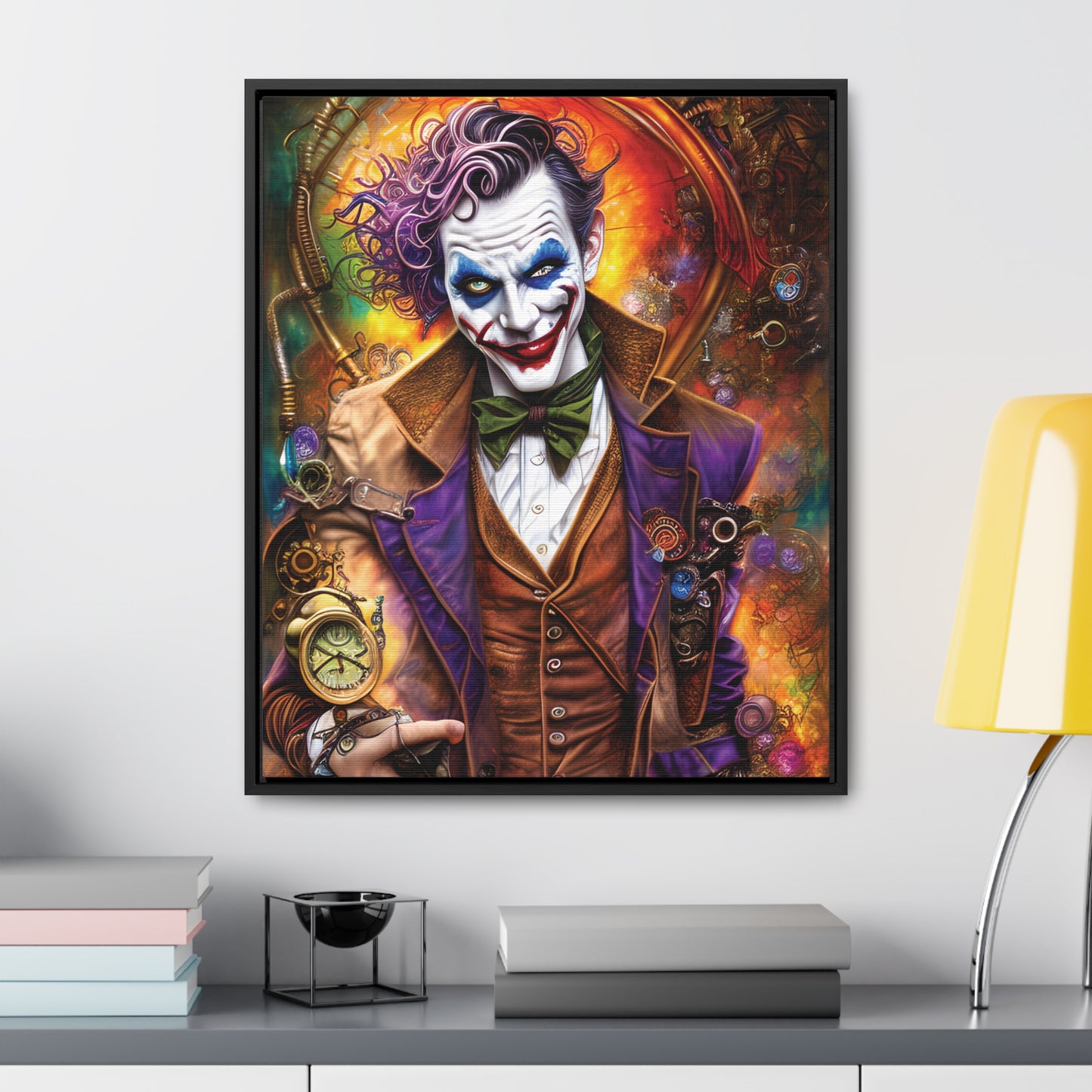 Steampunk-Joker-Hearts-Tribal-Fractal Gallery Canvas Wraps, Vertical Frame