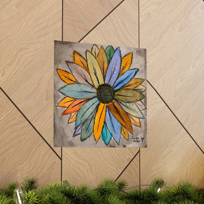 Matte Vertical Poster — Colorful Watercolor Sunflower Art Print from Artist Cailee Miller