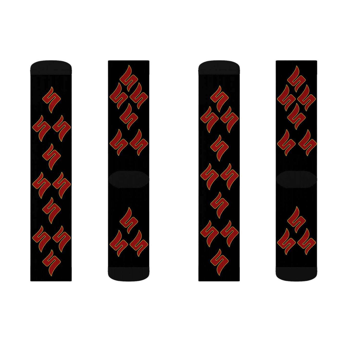 Shuli Network “S” Socks— Bold All-Over Print Crew Socks