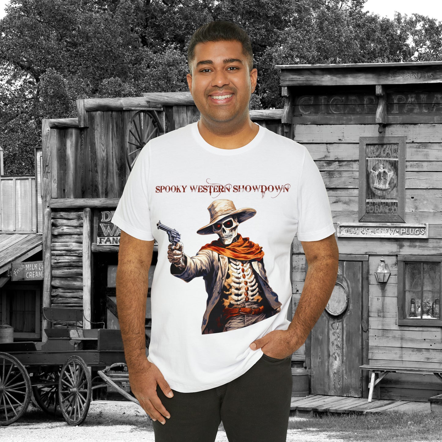 Spooky Western Showdown Western Halloween Unisex Jersey Short Sleeve Tee Gifts For Her Gifts For Him