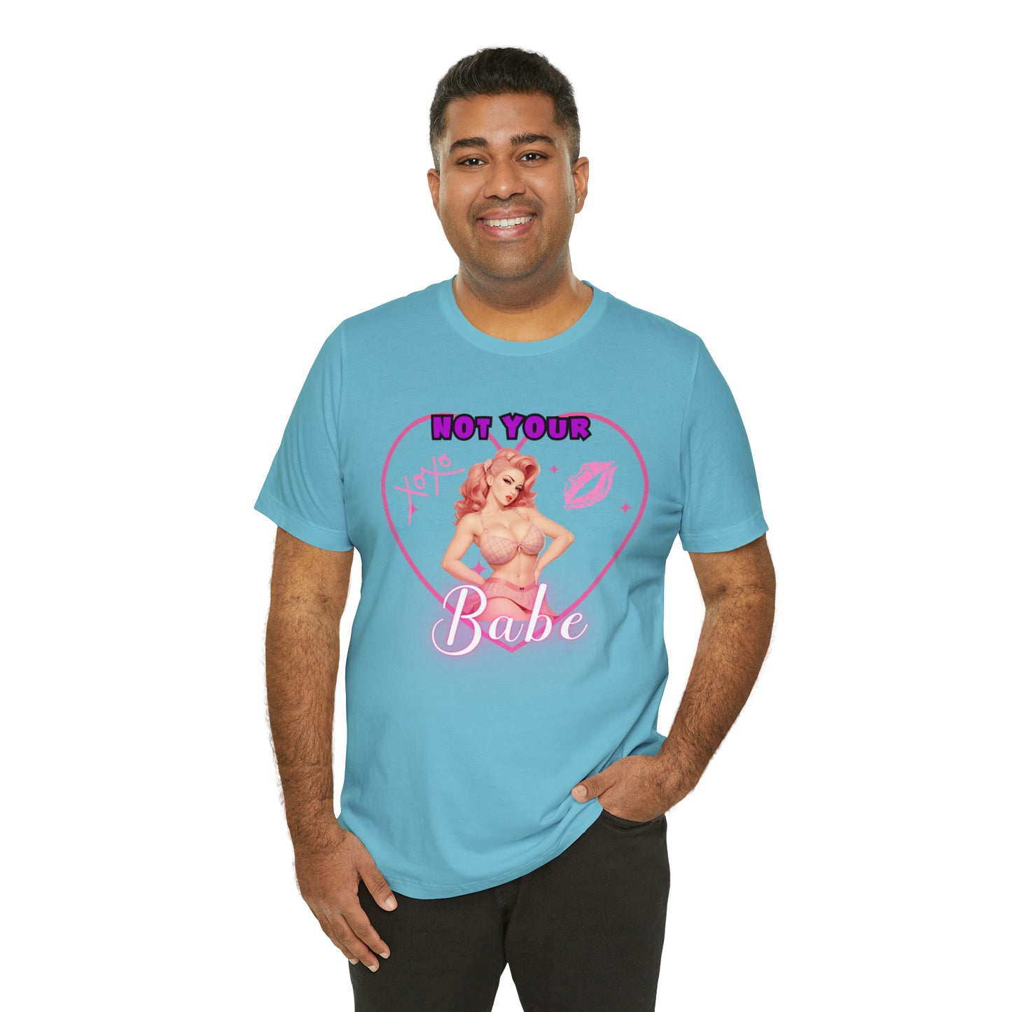 Vintage Pink Pinup Girl "Not Your Babe" on a Bella+Canva 3001 Unisex Jersey T-Shirt - A Must-Have Gift for her