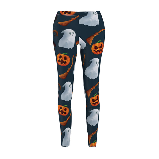 Halloween Trick or Treat Ghosts Witch Hats Jack o Lanterns Women's Cut & Sew Casual Leggings (AOP) Gifts for Her