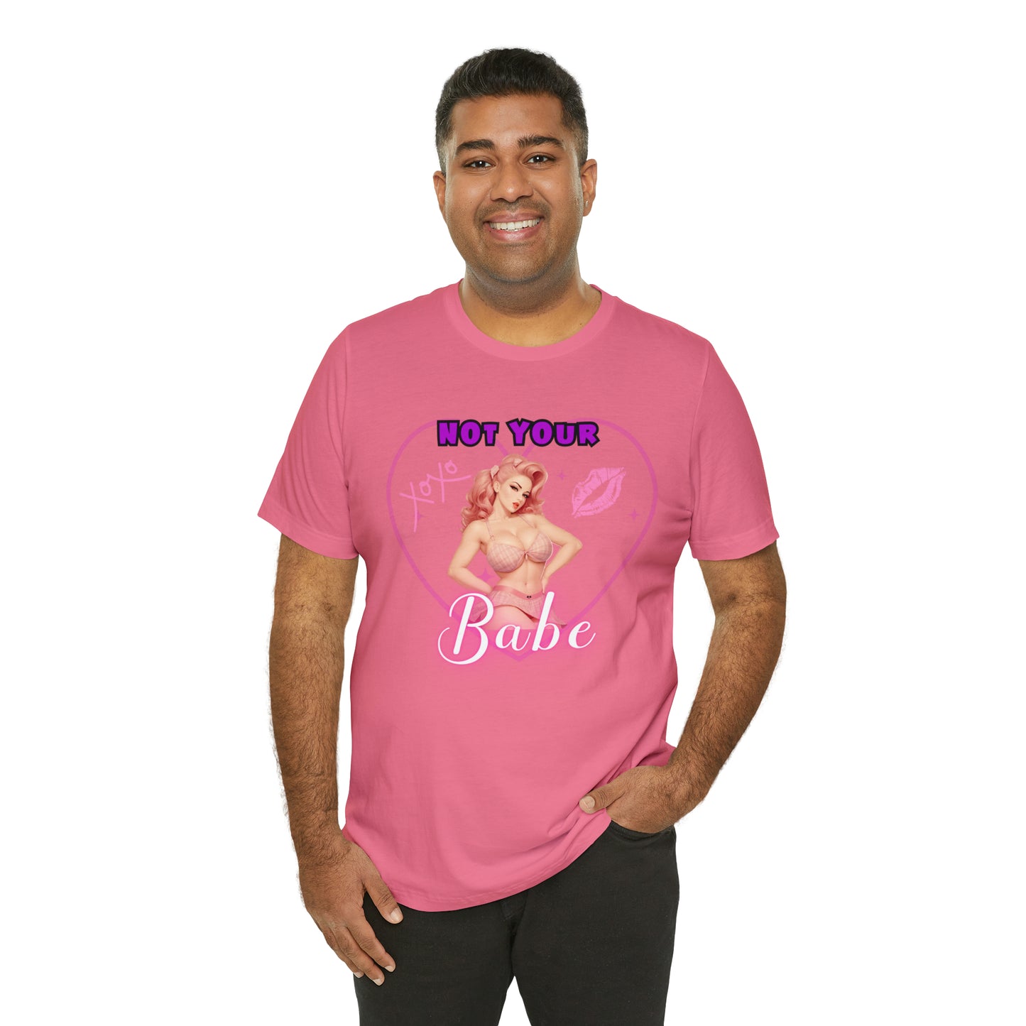 Vintage Pink Pinup Girl "Not Your Babe" on a Bella+Canva 3001 Unisex Jersey T-Shirt - A Must-Have Gift for her