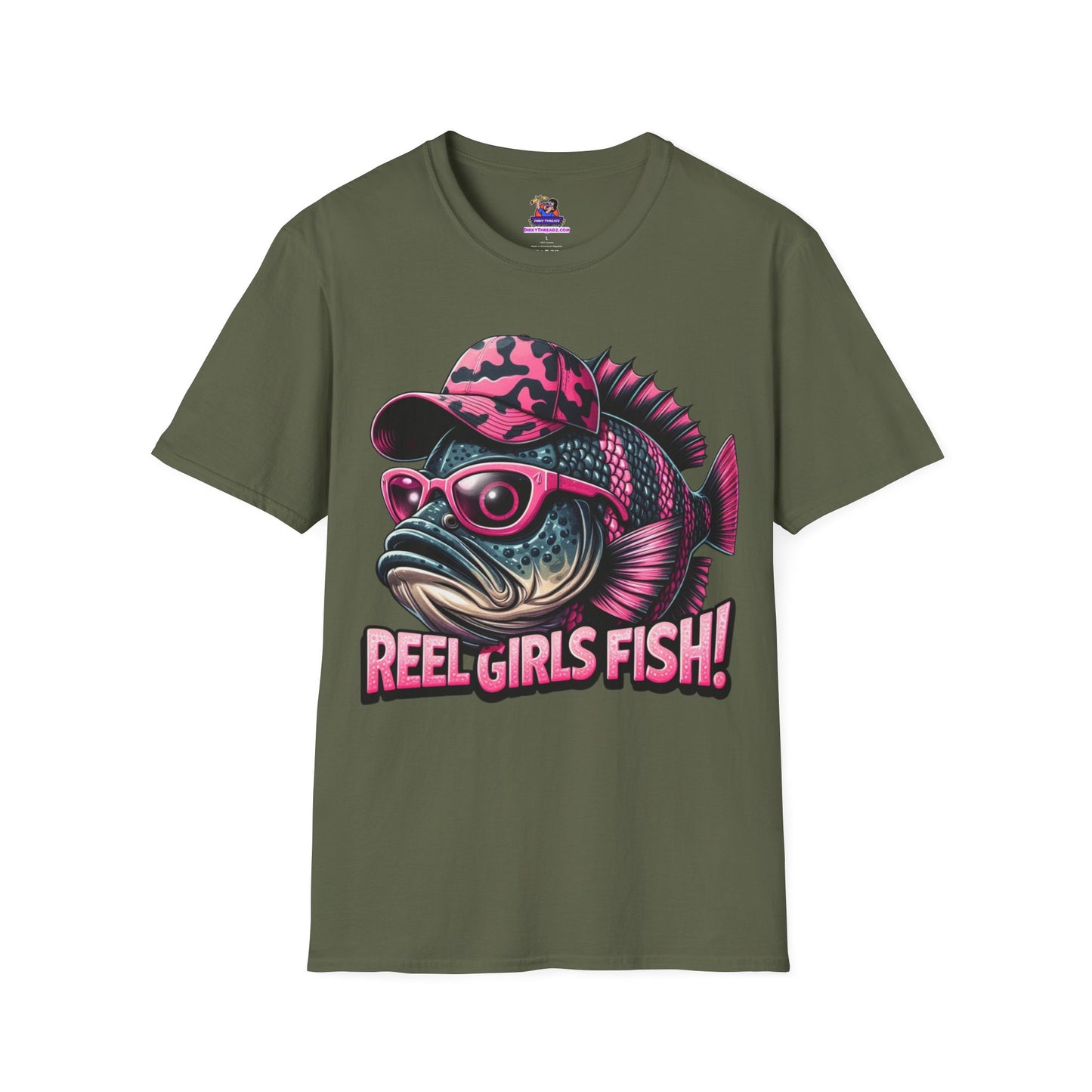 Reel Girls Fish! Unisex Softstyle T-Shirt Fishing humor, Fisherman Gift Pun T-Shirt Funny Fish Tee Fishy Vibes Unique Unisex Tee