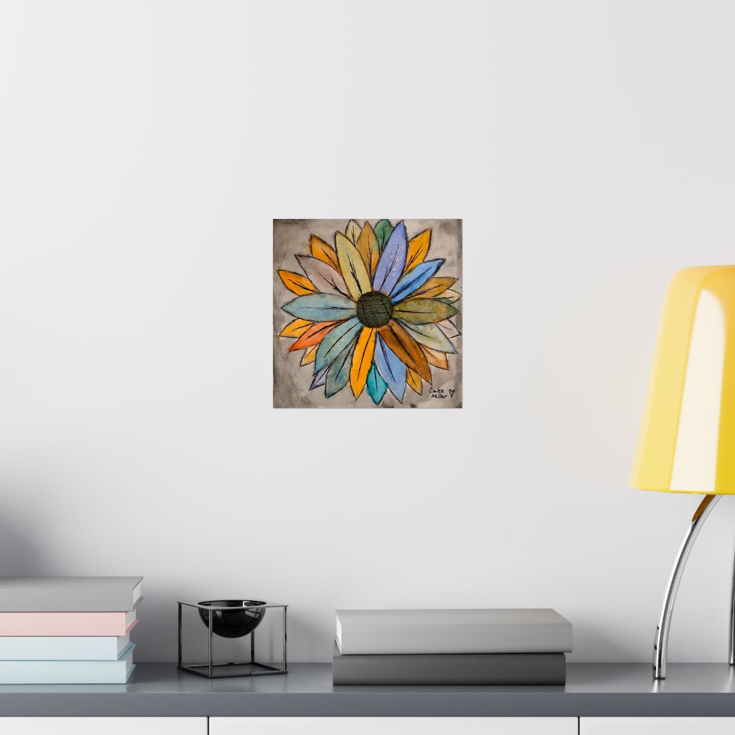 Matte Vertical Poster — Colorful Watercolor Sunflower Art Print from Artist Cailee Miller