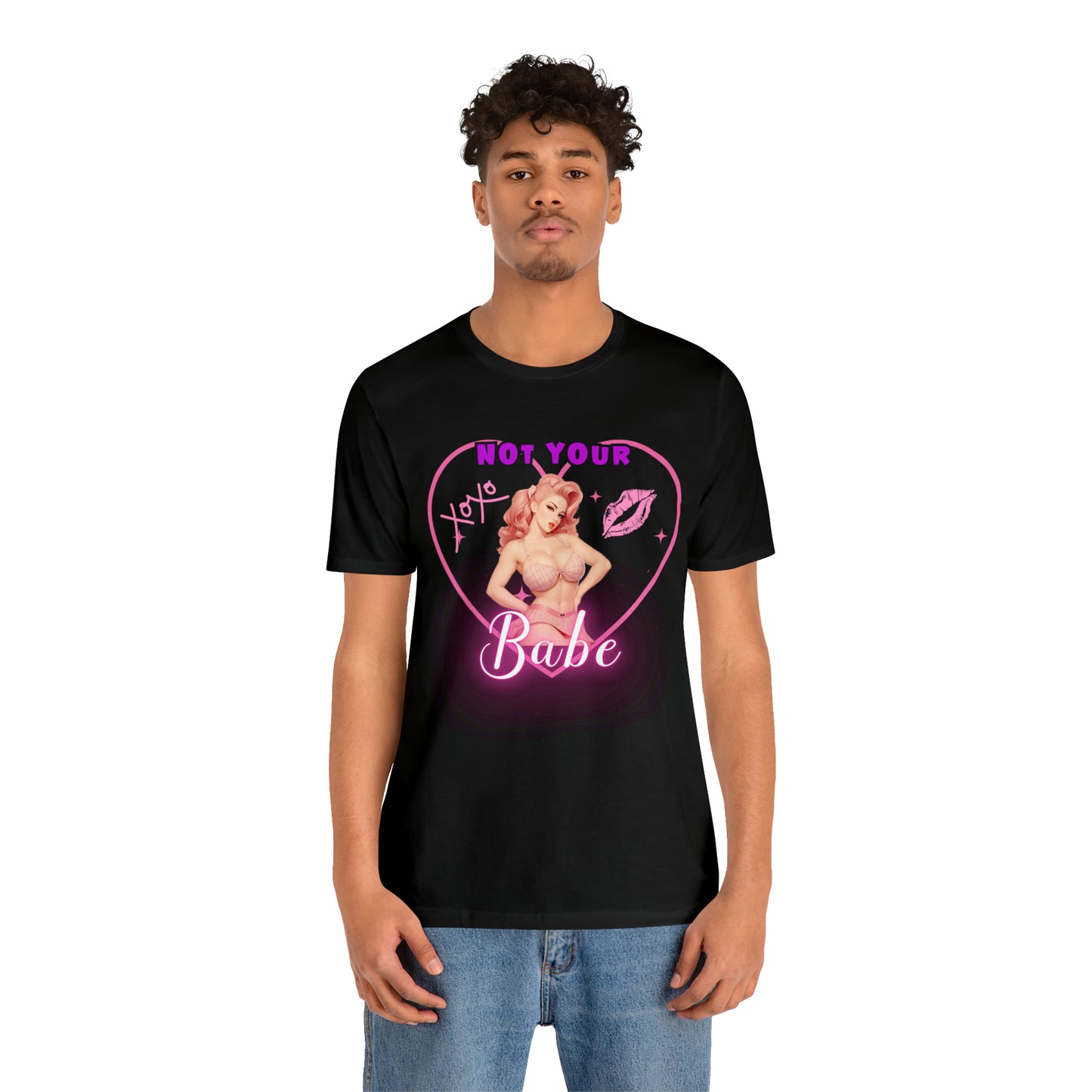 Vintage Pink Pinup Girl "Not Your Babe" on a Bella+Canva 3001 Unisex Jersey T-Shirt - A Must-Have Gift for her