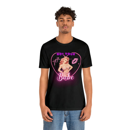 Vintage Pink Pinup Girl "Not Your Babe" on a Bella+Canva 3001 Unisex Jersey T-Shirt - A Must-Have Gift for her