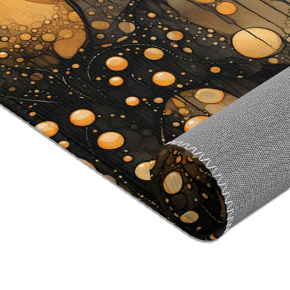 Halloween Yellow Orange Floating Blobs and Dark Area Rugs